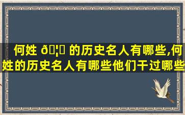 何姓 🦟 的历史名人有哪些,何姓的历史名人有哪些他们干过哪些事 🐈